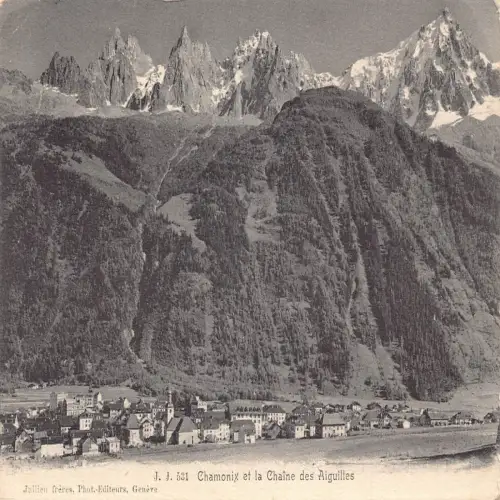A640 Schweiz 1909 Chamonix et la Chaine des Aiguilles Berg Postkarte