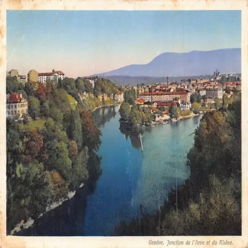 A640 Schweiz Genf Genf Jonction de l'Arve et du Rhone Postkarte
