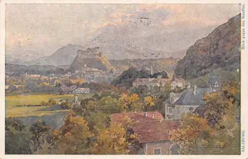 A640 Österreich 1933 Salzburg Kunst Gesamtansicht Vintage Postkarte
