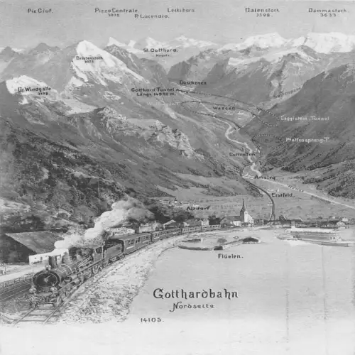 A641 Schweiz Gotthardbahn Dampfbahn Nordseite Karte Postkarte