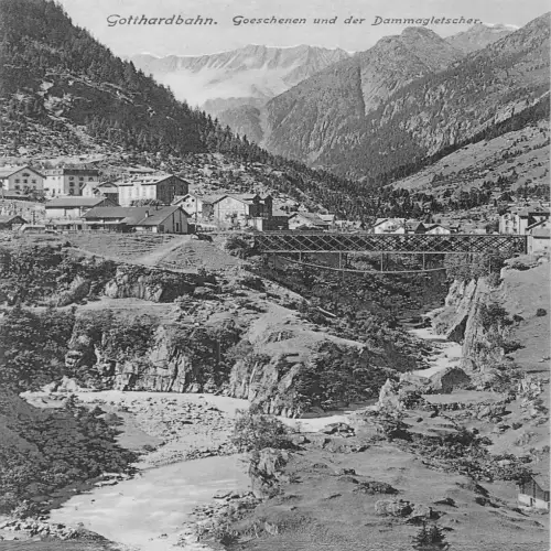 A641 Schweiz Gothardbahn Goeschenen der Dammagetscher Brücke Postkarte