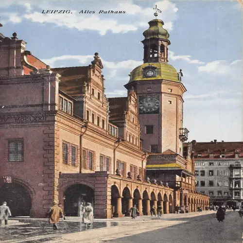 A641 Deutschland 1936 Leipzig Altes Rathaus Rathaus Vintage Postkarte