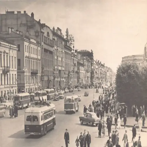 A642 Russland Leningrad Sankt Petersburg Newski Prospekt Trolley Bus Auto Postkarte