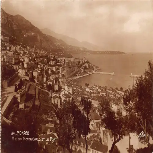 A642 Monaco Vue sur Monte Carlo et Port RPPC Vintage Postkarte