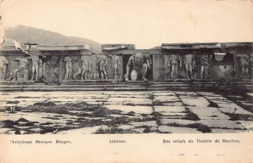 A642 Griechenland Athen Statuen Theater Bacchus Vintage Postkarte