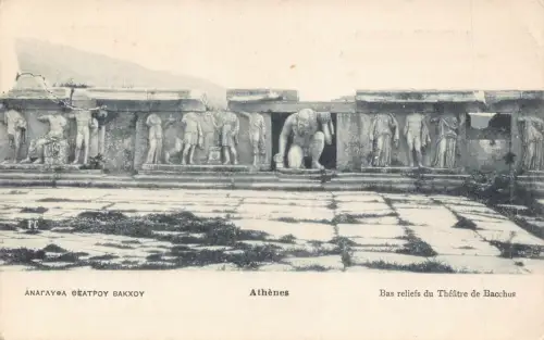 A643 Griechenland Athen Statue Theater Bacchus Vintage Postkarte