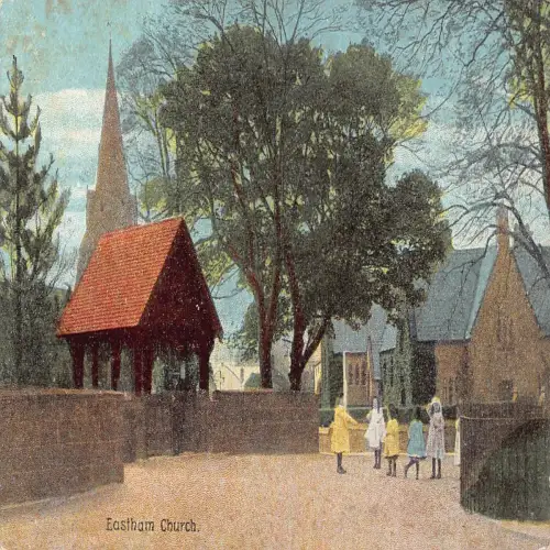 B116 England Eastham Kirche Vintage Postkarte
