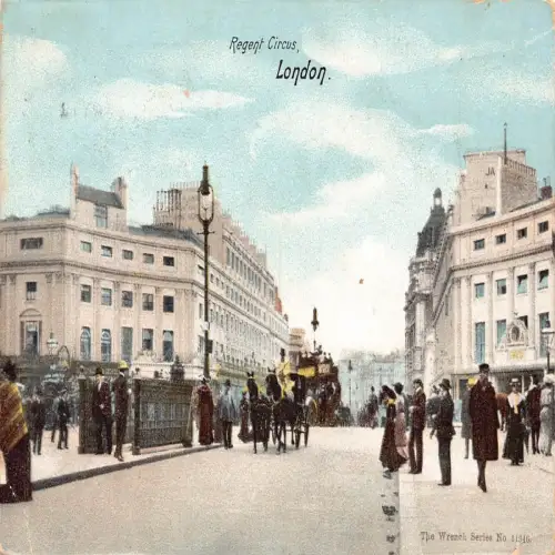 B116 England 1904 Regent Circus London Vintage Postkarte