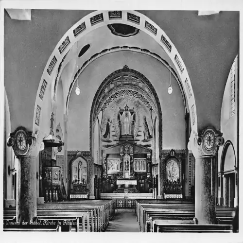 A644 Schweiz Innenraum Katholische Kirche in Flueelen RPPC Postkarte