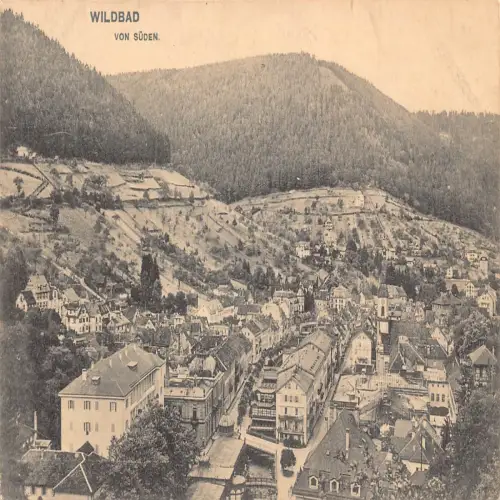 B118 Deutschland 1910 Wilbad Süd Gesamtansicht Vintage Postkarte