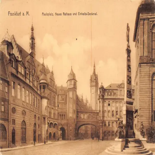 B118 Deutschland Frankfurt a M Paulsplatz Neues Rathaus Einheit Denkmal Postkarte