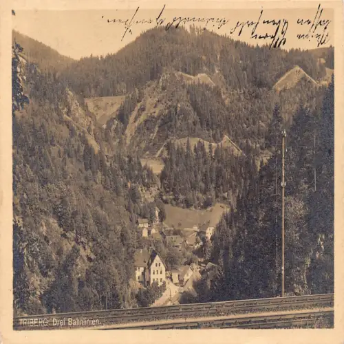 B119 Deutschland 1912 Triberg Bahnlinien Eisenbahn Vintage Postkarte