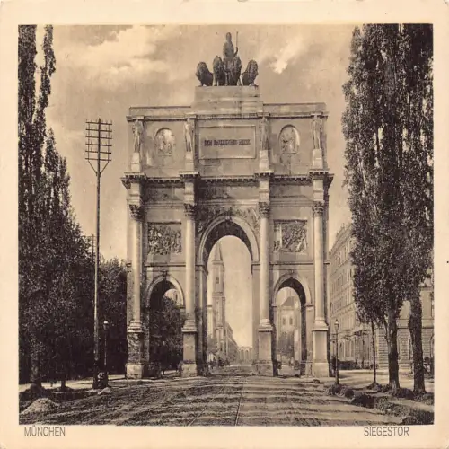 B119 Deutschland München Siegestor Tor Vintage Postkarte