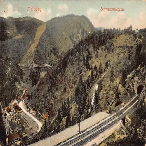 B119 Deutschland Triberg Schwarzwaldbahn Eisenbahn Vintage Postkarte