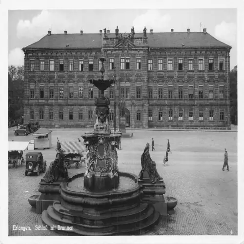B119 Deutschland Erlangen Schloss Brunnen Schlossbrunnen 1934 Postkarte