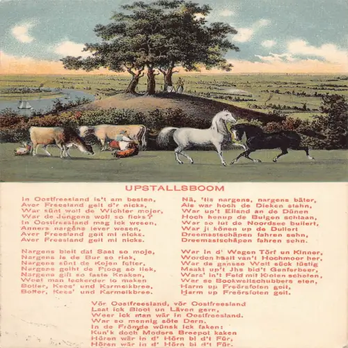 B111 Deutschland 1912 Upstallsboom Pferde Kühe Legende Gedicht Postkarte