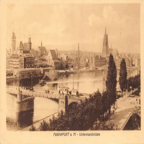 B119 Deutschland Frankfurt a M Untermainbrücke Brücke Straßenbahn Vintage Postkarte