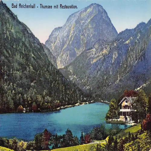 B119 Deutschland Bad Reichenhall Thumsee mit Restauration Vintage Postkarte