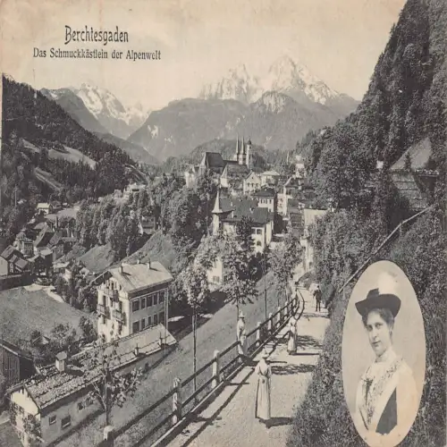B120 Deutschland 1914 Berchtesgaden Schmuckkaestlein Alpenwelt Vintage Postkarte