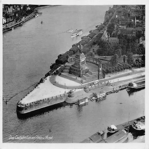 B120 Deutschland Deutsche Eck an Rhein u Mosel RPPC Vintage Postkarte