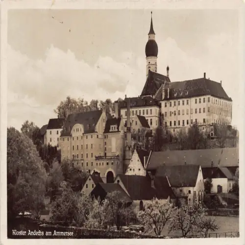 B121 Deutschland 1933 Kloster Andechs am Ammersee Kreuzgang RPPC Vintage Postkarte