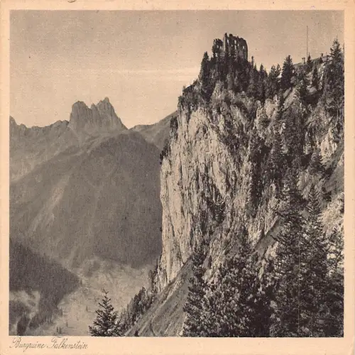 B121 Deutschland Burgruine Falkenstein mit Aggenstein Zitadelle Vintage Postkarte
