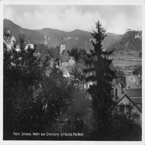 B121 Deutschland Fraenkische Schweiz Streitberg Ansicht Ruine Neideck RPPC Postkarte