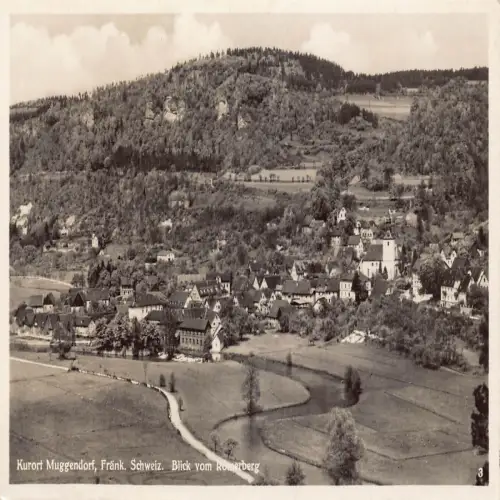 B121 Deutschland Kurort Muggendorf Blick vom Römerberg RPPC Postkarte