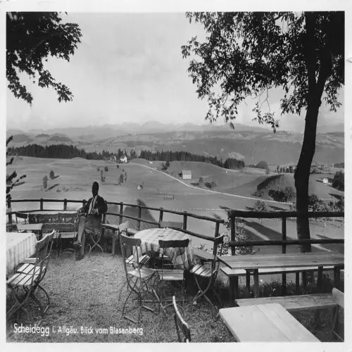 B120 Deutschland 1938 Scheidegg i Allgäu Blick vom Blasenberg RPPC Vintage Postkarte