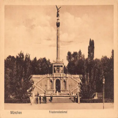 B120 Deutschland München Friedensdenkmal Denkmal Vintage Postkarte