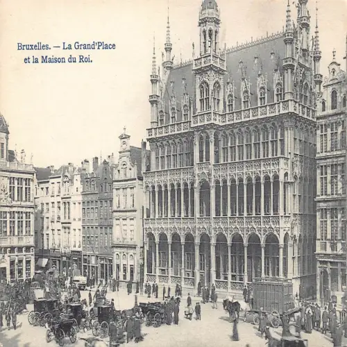 A647 Belgien Bruxelles Brüssel Grand Place Maison du Roi Kutschen Postkarte