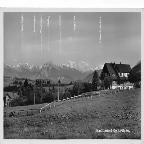 B121 Deutschland 1934 Radiumbad Oy i Allgäu RPPC Vintage Postkarte