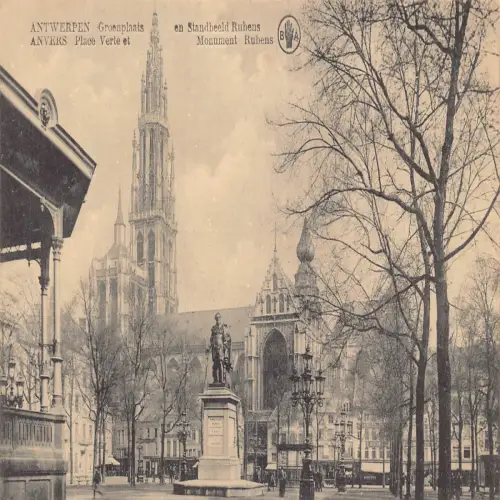 A647 Belgien Anvers Antwerpen Place Verte et Monument Rubens Vintage Postkarte