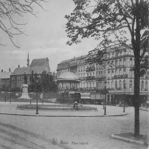 A647 Belgien Mons Place Leopold Jean Hotel Vintage Postkarte