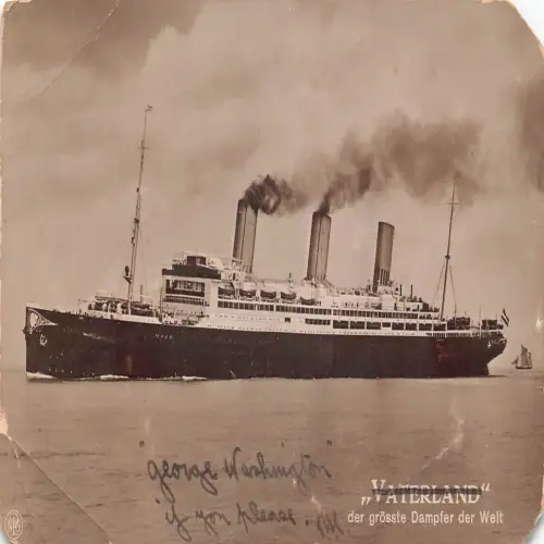 B122 Transportschiff Dampfschiff Vaterland Hamburg-Amerika Linie RPPC Postkarte