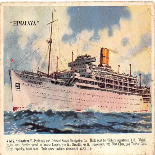 B122 Transportschiff Dampfschiff RMS Himalaya Vintage Postkarte
