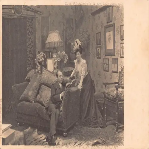 B123 Britische Schauspieler Miss Marie Tempest und Mr Cosmo Stuart Vintage Postkarte