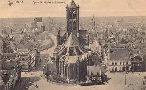 A648 Belgien Gand Gent St Nicolas Kirche und Panorama Vintage Postkarte