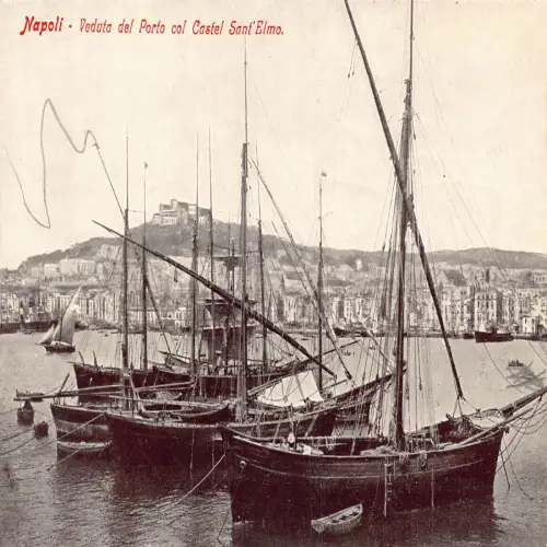 A649 Italien Napoli Neapel Veduta del Porto col Castel Sant'Elmo Boote Postkarte