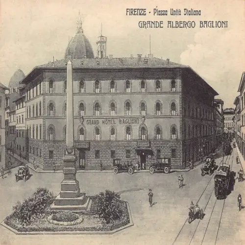 A650 Italien Firenze Florenz Piazza Unita Italiana Hotel Baglioni Straßenbahn Postkarte