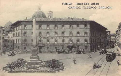 A650 Italien Firenze Florenz Piazza Unita Italiana Hotel Baglioni Straßenbahn Postkarte