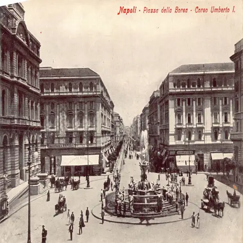 A650 Italien Napoli Neapel Piazza della Borsa Corso Umberto I Cafe Postkarte