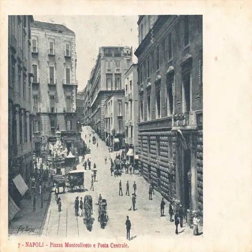 A651 Italien Napoli Neapel Piazza Monteoliveto Postamt Vintage Postkarte