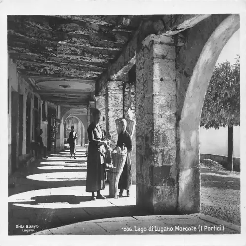 A651 Schweiz Lago di Lugano Morcote Portici Verkäufer RPPC Vintage Postkarte