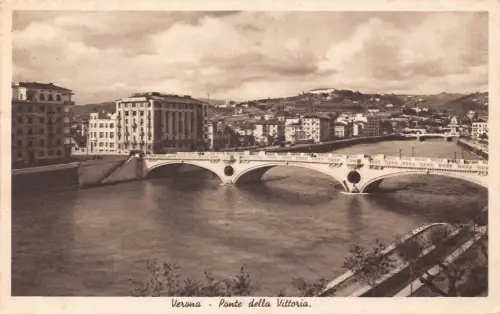 A652 Italien Verona Ponte della Vittoria Brücke Vintage Postkarte