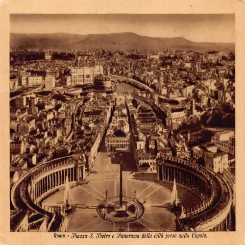 A652 Italien 1935 Rom Roma Vatikan Petersplatz und Kuppel Panorama Postkarte