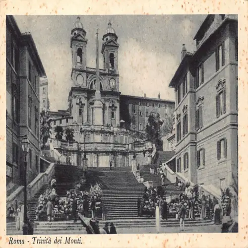 A652 Italien Rom Roma Trinita dei Monti Kirche Spanische Treppe Vintage Postkarte