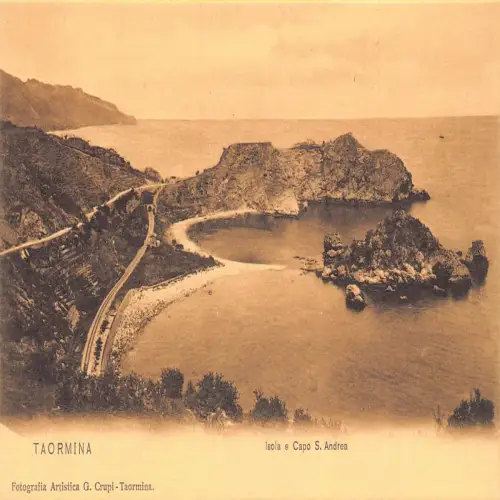 A653 Italien Taormina Isola e Capo S Andrea Vintage Postkarte.