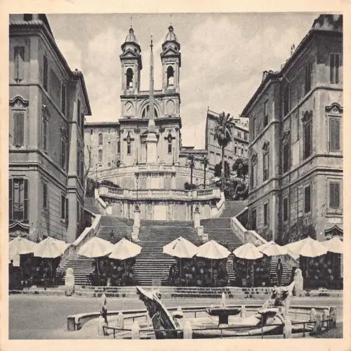 A653 Italien Rom Roma Kirche Trinita dei Monti Vintage Postkarte