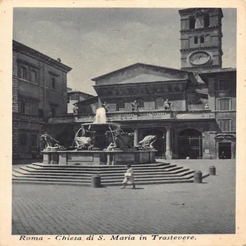 A654 Italien Rom Roma Chiesa di S Maria in Trastevere Brunnen Kirche Postkarte